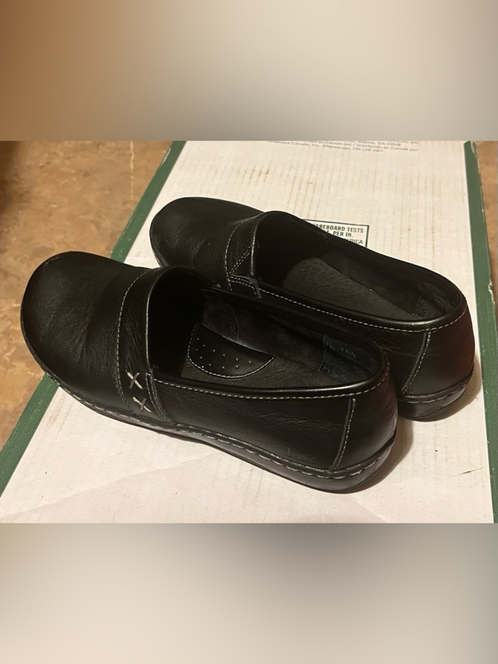 BOC Women Black Slip-On Comfort Leather Shoes